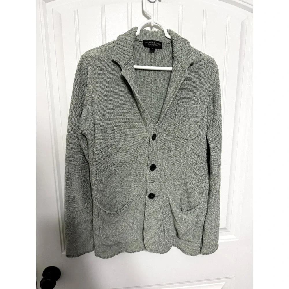 The Men's Store Bloomingdale's Knit Blazer Mens Medium Green Textured Cardigan